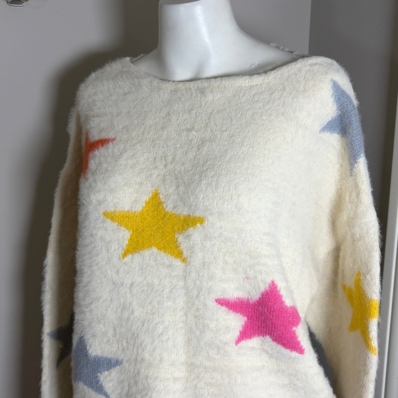 Royal + Reese Star Sweater Boat Neck Cream Jumper Comfy Soft Sz S - Picture 2 of 8